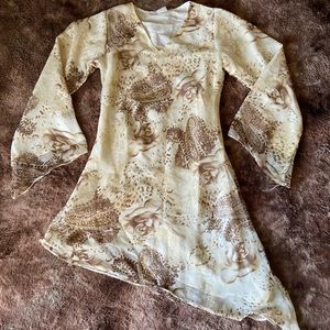 Y2K Neutral Paisley Midi Dress